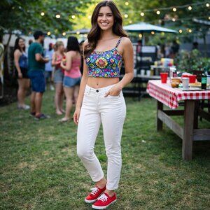 Buffalo David Bitton Aubrey Womens Jeans 4/27 White Mid Rise Ankle